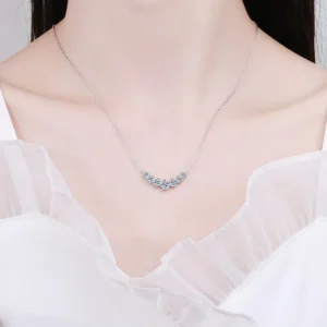Collana con pendente in Moissanite Argento 925 placcato Oro bianco 18k - immagine 5