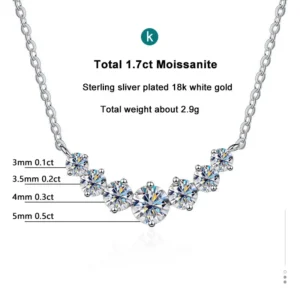 Collana con pendente in Moissanite Argento 925 placcato Oro bianco 18k - immagine 6