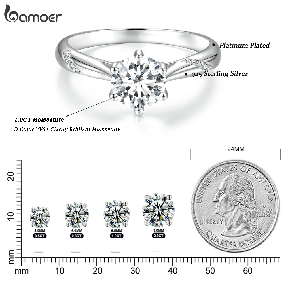 BAMOER-D-Color-VVS1-EX-Moissanite-Ring-1ct-Round-Moissanite-Diamond-Solitaire-fidanzamento-925-anelli-in-4