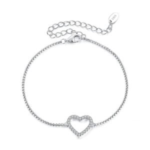 Bracciale con Cuore in Moissanite e Argento 925