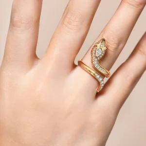 Anello di Diamanti Moissanite Forma Serpente in Argento 925 - immagine 4