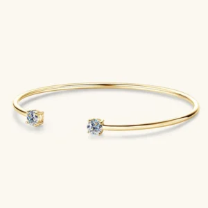 Bracciale Bangle Rigido in Argento 925 e Moissanite - immagine 5