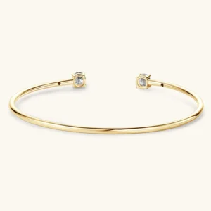 Bracciale Bangle Rigido in Argento 925 e Moissanite - immagine 6