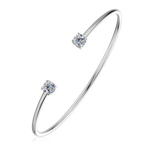 Bracciale Bangle Rigido in Argento 925 e Moissanite